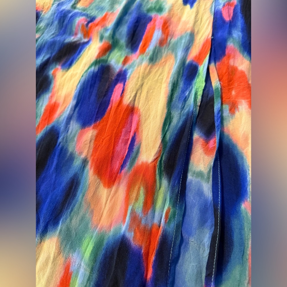 Maeve by Anthropologie Women's Size 2 Aloisia Watercolor Silk Flowy Maxi Dress - Picture 8 of 15